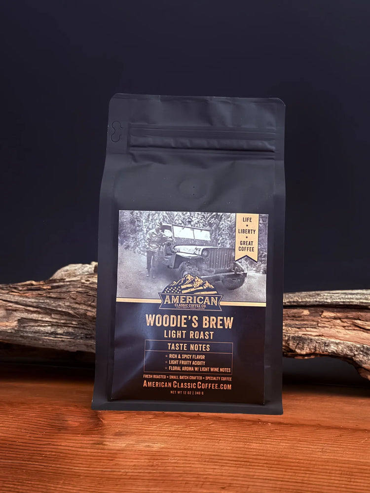 Bag of American Classic Coffee Woodie's Brew Light Roast
